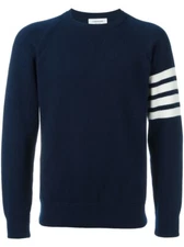 Thom Browne Mens 4-Bar Crewneck Cashmere Sweatshirt NWT Blue Sz 1 (S) $1465 MSRP