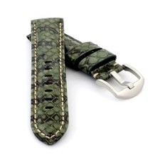 Echt Python-Schlange Uhrenarmband Modell Python-Chrono grün 22 mm