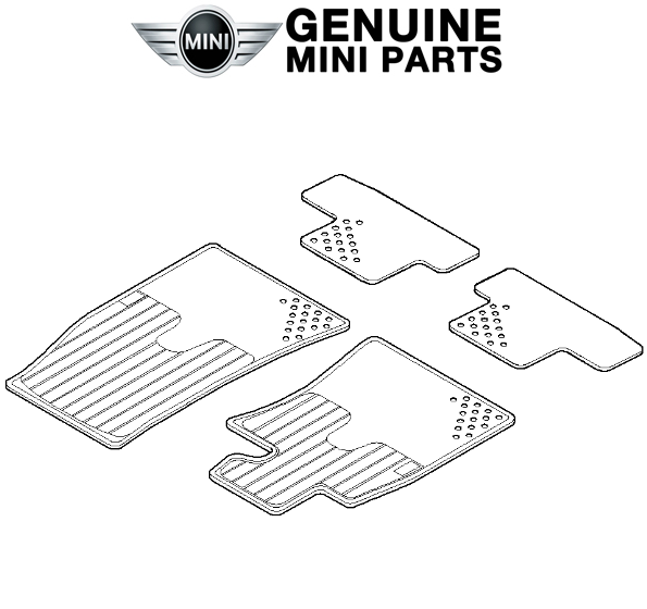 For Mini Cooper R56 S JCW All Weather Black Front & Rear Rubber Mats