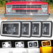 4PCS 4x6" LED Headlights Hi/Lo Beam Lamp For Chevy Pickup 1981-87 C10 K10 Blazer