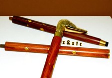 Antique Vintage Brass Duck Head Walking Cane   3-Fold Wooden Shaft