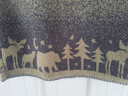 Vintage 90s Alps Fleece Teddy Jacket Coat Sz Medium Forest Wolf Bear Moose Green - Picture 4 of 9