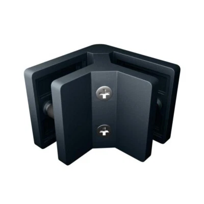 SELLON24 Edelstahl V4A Anthrazit Glashalter Glas Eck Verbinder Winkel 90 Grad RAL7016