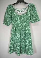 Asos Womens Puff Short Sleeve Tie Up Back Ditsy Floral Print Tiered Mini Dress 2