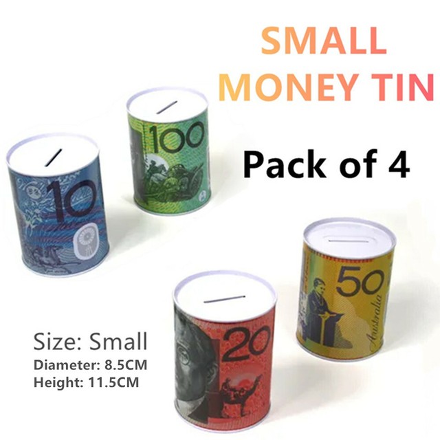 72 X Small Australian Dollar Note Money Tin Box Piggy Bank Coin Boxes