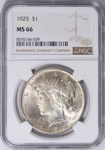 1925 Peace Silver Dollar $1 NGC MS 66