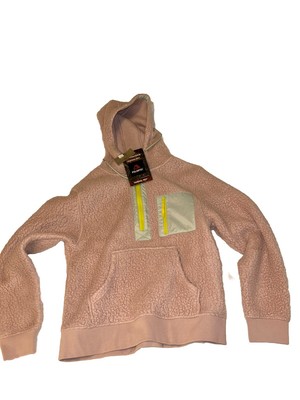 J.Crew hooded quarter zip Teddy fleece pullover pink Multi Sz Small Polartec