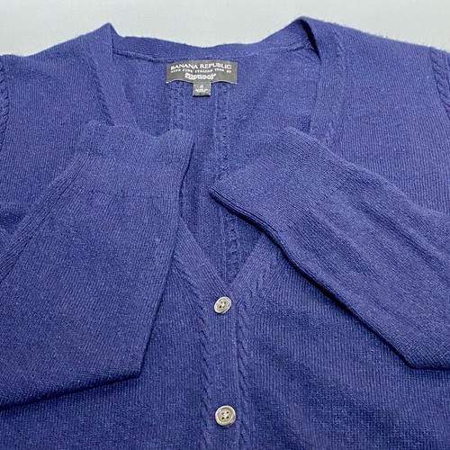 Banana Republic Cardigan Sweater Women Small Filpucci Merino Wool Cashmere Blue - Picture 6 of 9