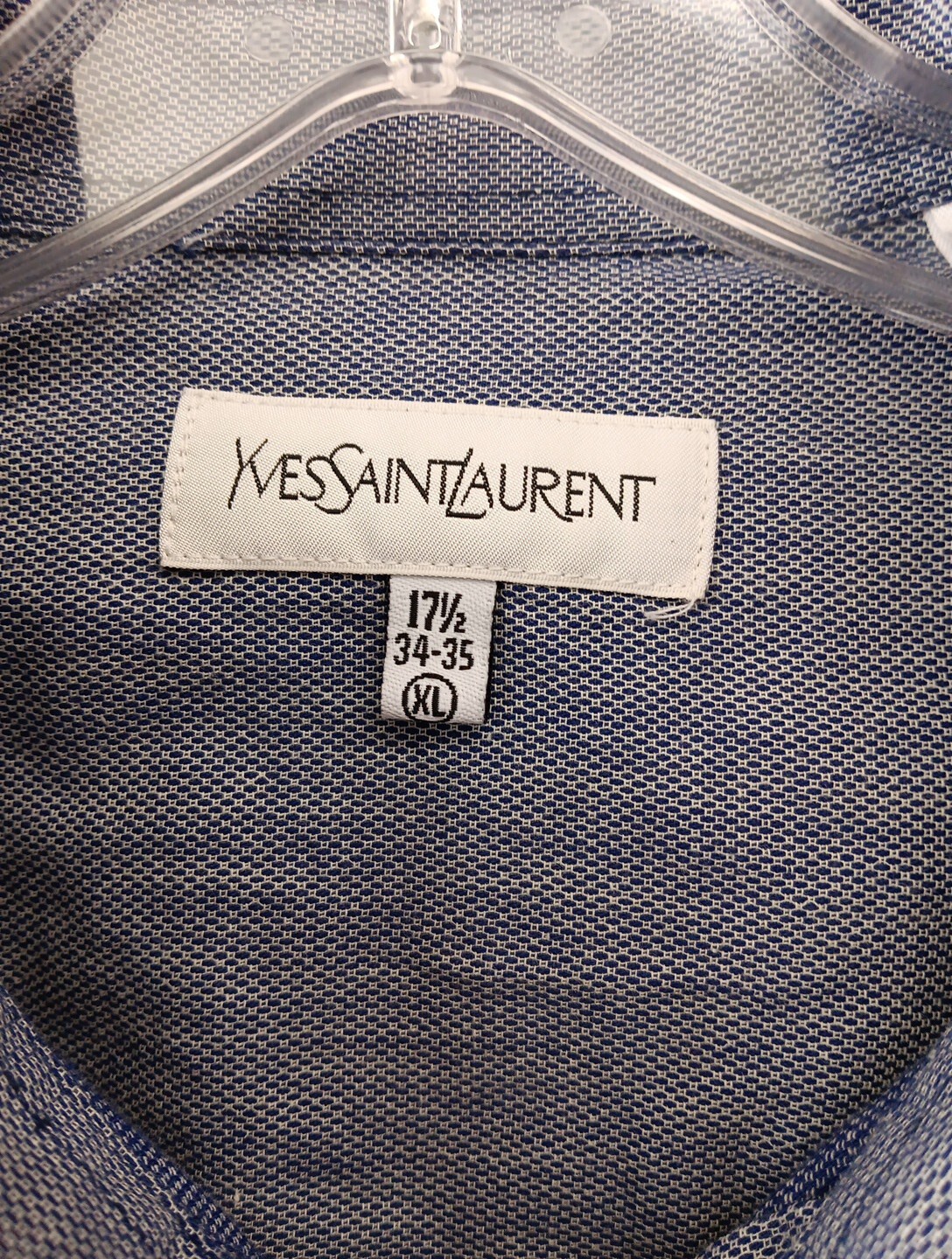 Camicia abito da taschino blu Yves Saint Laurent taglia 17 1 2 34 35 XL