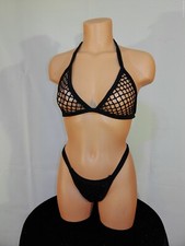 Exotic dancer stripper ex small black two piece bikini dance outfit - dancewear