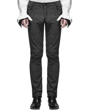Devil Fashion Men Trousers Pants punk Black Brocade Gothic Aristocrat Steampunk