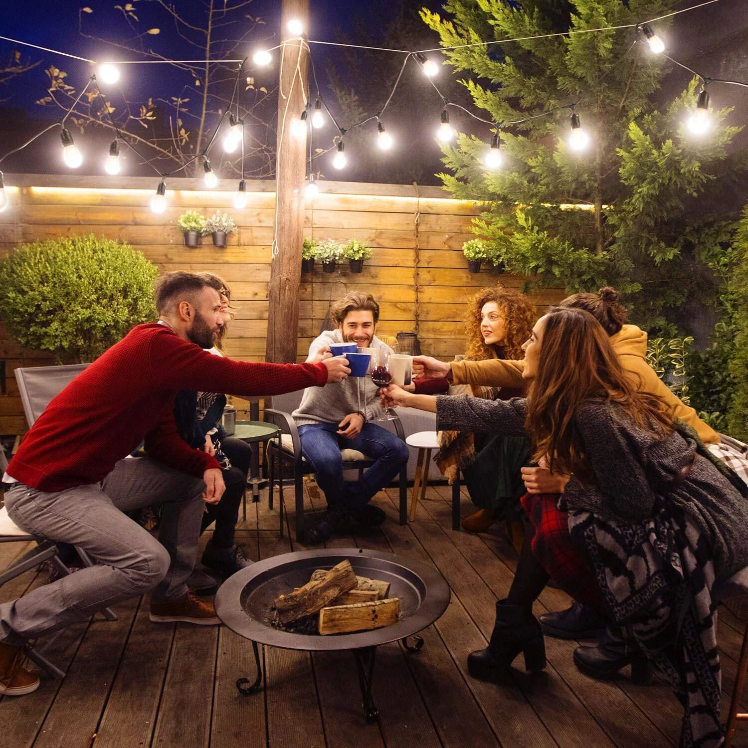 48ft Garden Festoon Lights With 15 LED Bulbs