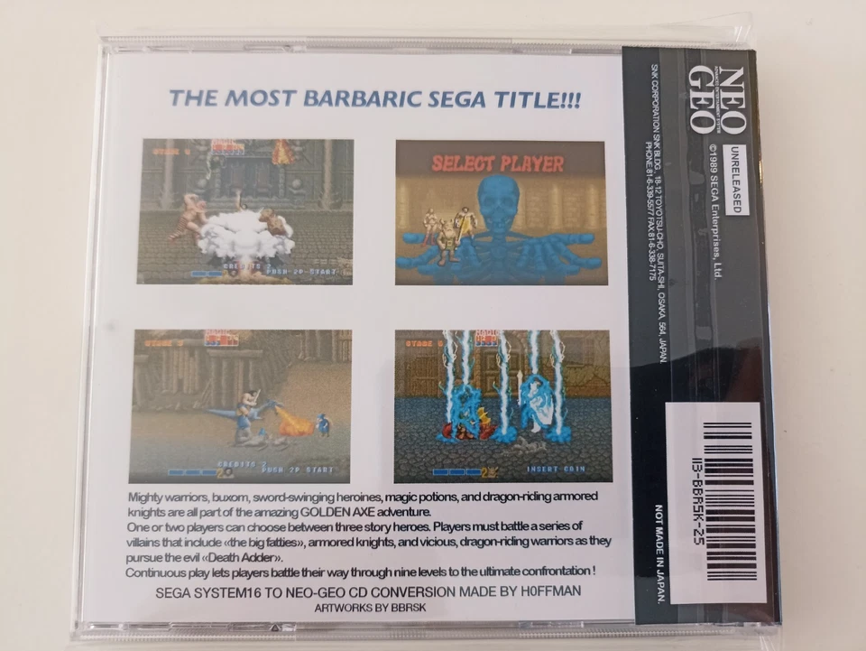 SNK Neo Geo CD CDZ Golden Axe Sega System16 conversion - Photo 3/4