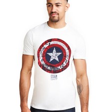 Image of Official Marvel Mens Captain America Comic Shield T-shirt White S-2XL