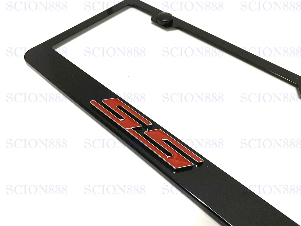 Insignia emblema logotipo 3D SS (Super Sport) NEGRO marco de matrícula de metal inoxidable Foto 2 de 2