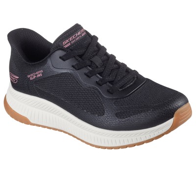 Skechers Bobs Squad 4 Staple Look Damen Schwarz Slipper Schuhe Sneaker