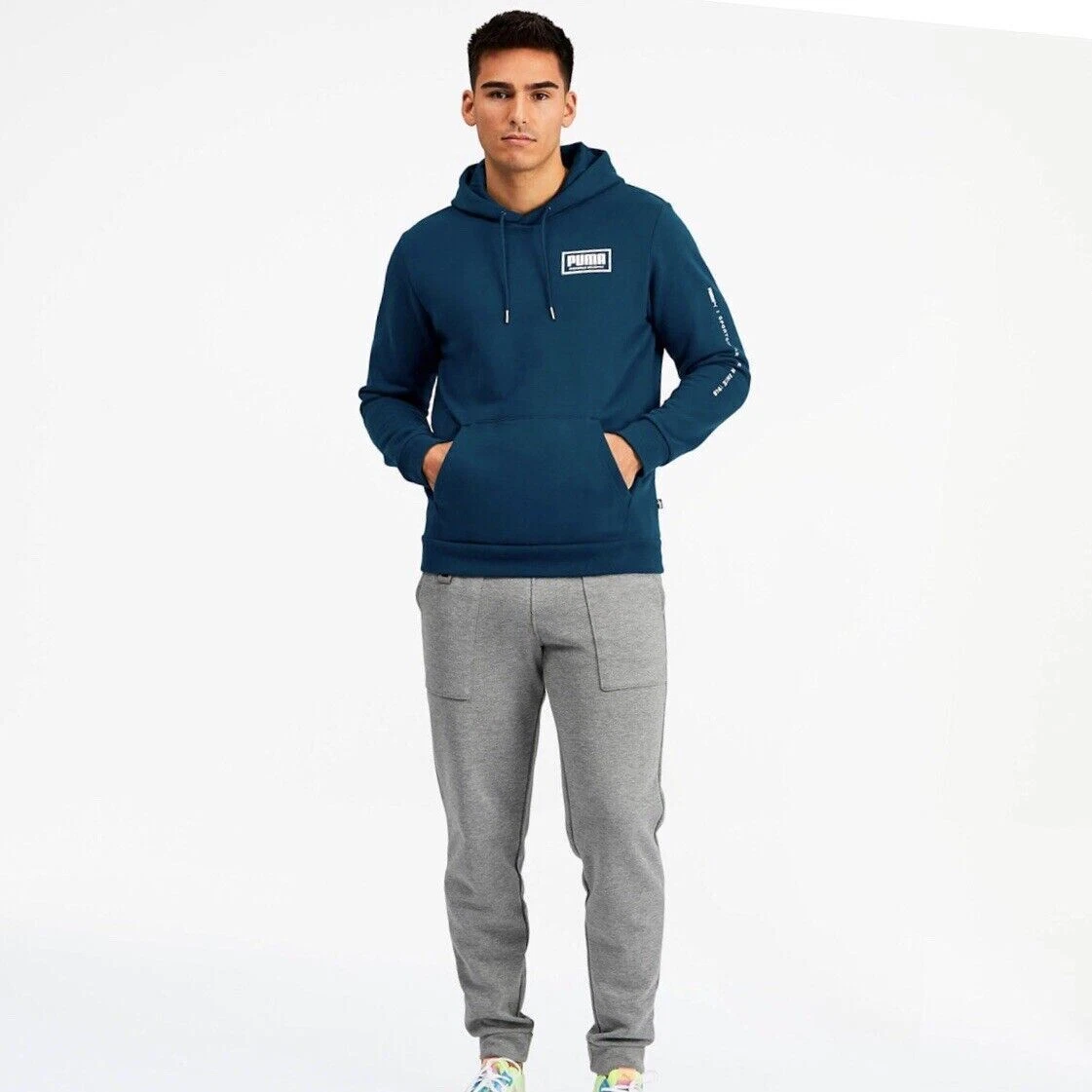 Puma Holiday Pack Hoodie Men s Size 2XL Hooded Fleece Lined Sweatshirt Blue