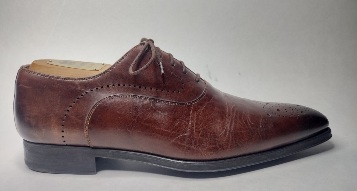 MAGNANNI Vaughan Brown Leather Oxford Brogues Formal Men display picture 2