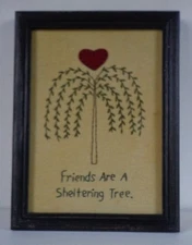 Primitive Cross Stitch Sampler FRIENDS ARE A SHELTERING TREE ~ FREE SHIPPING