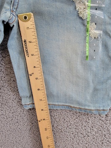 Ring Of Fire Slim Distressed Denim Shorts Boys' 8 Light Blue Button Zip Closure - Picture 6 of 16