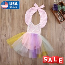 Newborn Baby Girls 1st Birthday Clothes Sleeveless Ruffle Mesh Tutu Dress Outfit