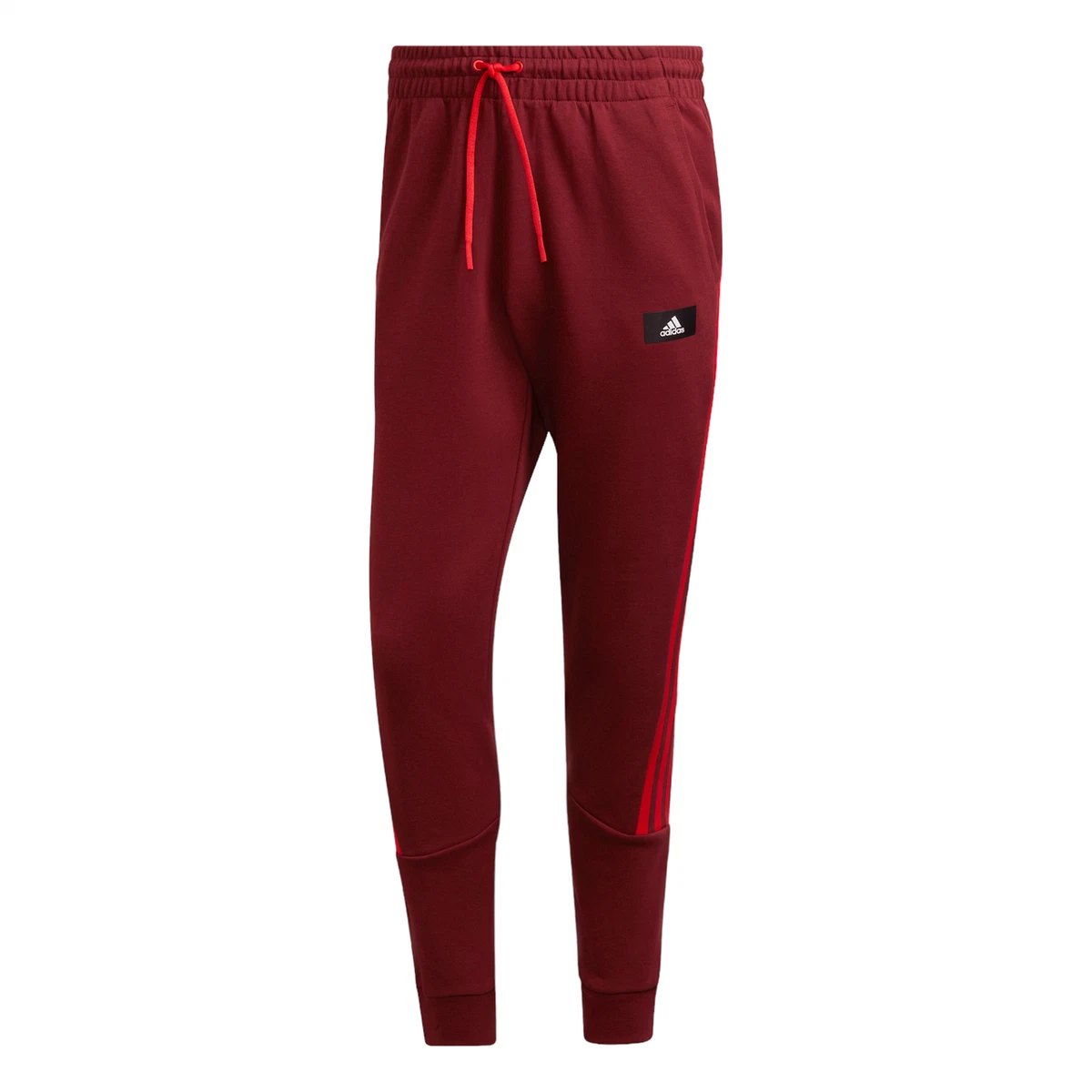 adidas MEN\'S SPORTSWEAR FUTURE ICONS 3-STRIPE TRACK PANTS JOGGERS RED  BURGUNDY | eBay