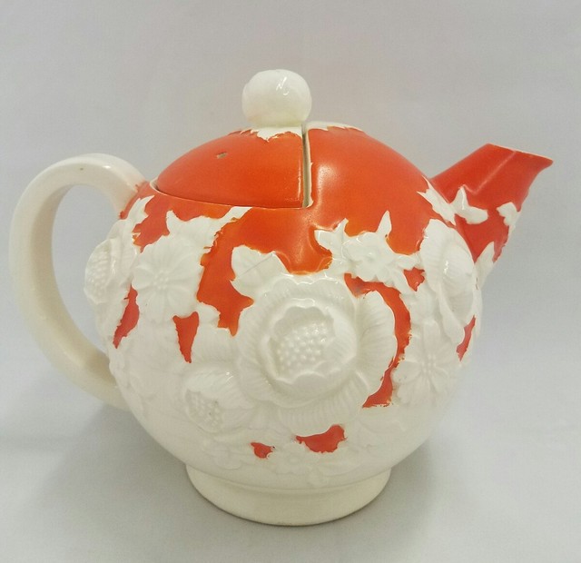 Vintage Moriyama Morimachi Teapot Japan Orange Floral Flowers eBay