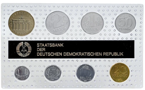 East Germany (DDR) 1989 Official Bank 8-Coin Mint Set Sealed Catalog $115