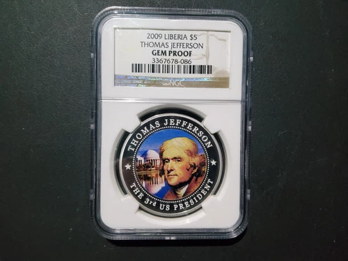 2009 Liberia $5 George Washington NGC GEM PROOF Silver Plated