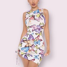 Fashion Nova Fly Away Butterfly Print Mini Dress