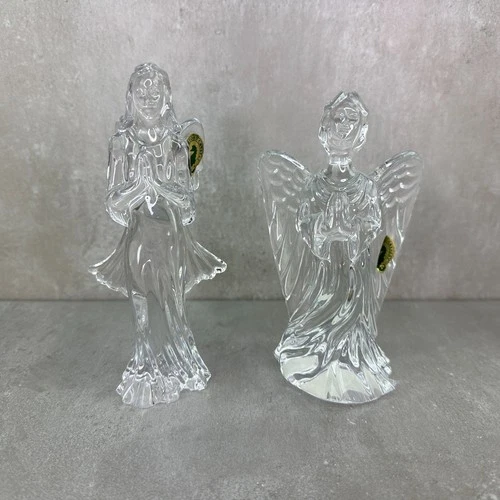 Vintage Waterford Crystal Guardian Angel Lot Figure Statue Figurine SET Pair
