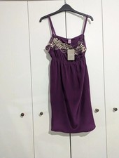 Anthropologie Dress Size Medium Brand New Purple 100% Silk Babydoll