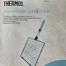 Thermos Expandable Grill Basket - BBQ Grill Net Meat Fish Vegtable Grilling