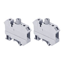 Pack of 2 DIN Rail Mount Fuse Holder Terminal Blocks Screw Type Grey UK10 New