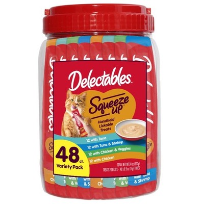 Delectables Squeeze Up Interactive Lickable Wet Cat Treats,Variety ,48 Count Jar