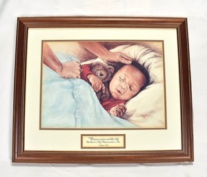 Dreams Original Art Print by Marla Oliphant Matthew 18:5 Baby Teddy Bear Framed