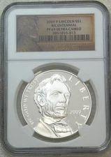 2009 P Lincoln Bicentennial Silver Dollar NGC PF69 Ultra Cameo, Frosty PQ #V239J