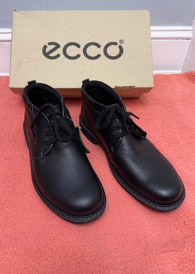 Brand New Men's Black ECCO Turn Leather Lace Up Boots EU 43 US 9-9.5 Gore-Tex