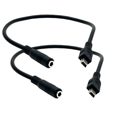 3.5Mm Female to 5 Pin Mini USB Male Microphone Adapter Cable; 2Pack Mini USB Mal