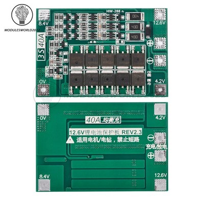 3S 40A 18650 Battery Charger BMS Protection Charging Board Balanced Version