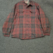 Wrangler Men’s Sherpa Lined Flannel Shirt Jacket Large Red Gray Plaid Button Up