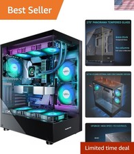 PC CASE ATX 6 PWM ARGB Fans Pre-Installed, Type-C Mid Tower Computer Case wit...