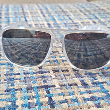 20 Pairs of Men's Clear Plastic Rectangle Sunglasses, Gray Plastic Lenses, UV400