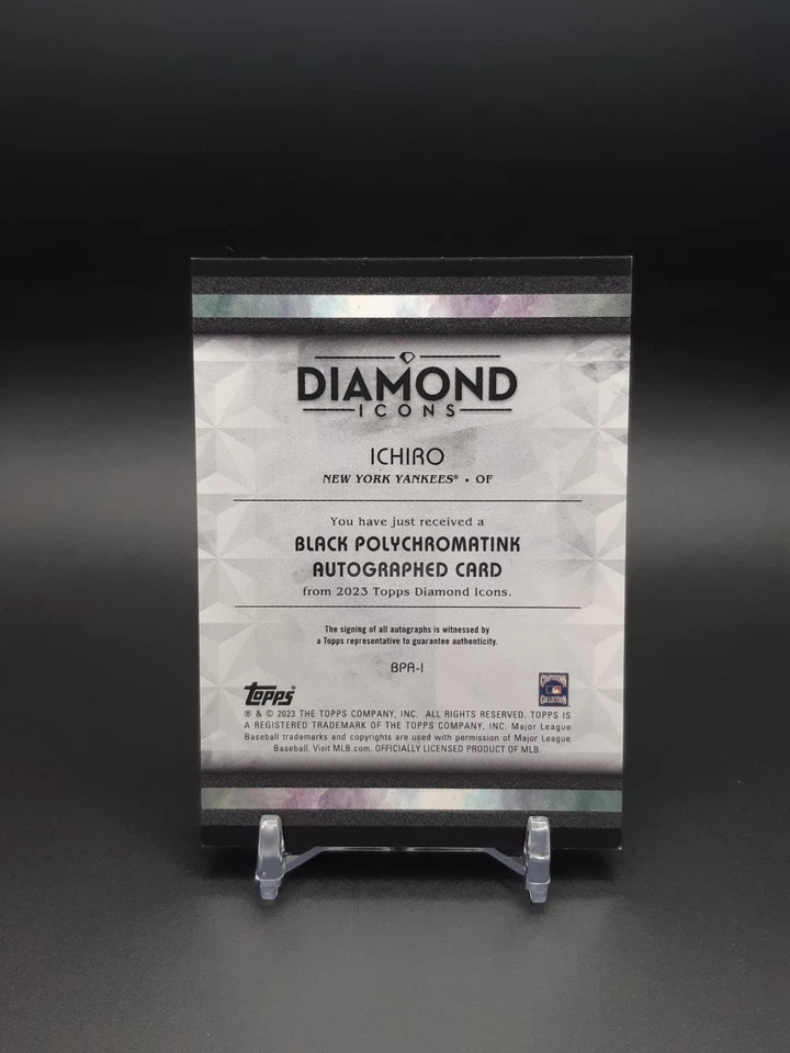 2023 Topps Diamonds Icons Black Polychromatink Ichiro Auto HOF Gold Ink AUTO /15 - Image 2 of 2