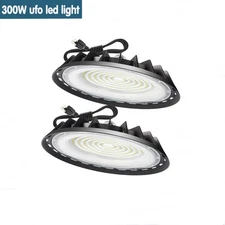 2 Pack 300W UFO Led High Bay Light Shop Warehouse Factory Commercial Industrial