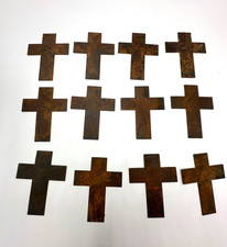 Set of 10 Rusty Tin Crosses - Small - FLAT Cross - Perfect for craft projects