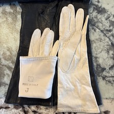 Vintage White Kid Leather Washable Leather Opera Gloves 7 1/2