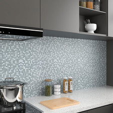 12''X100'' Silver Kitchen Backsplash Wallpaper Peel and Stick Self Adhesive Alum