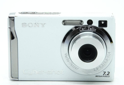Sony DSC-W80 White 7.2MP Digital Camera Cyber-shot used w/ Battery