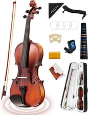 Violin Fiddle Full Set: 4/4 Matt Violin Kit for Beginners, Acoustic Violin wi...